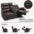 Fauteuil inclinable électrique biplace avec chauffage, vibration et ports USB