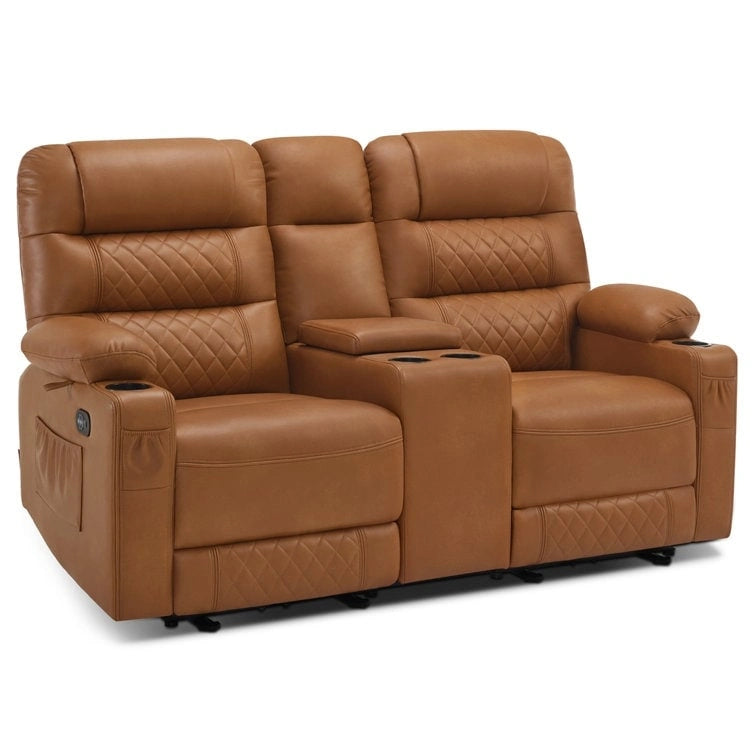 Fauteuil inclinable électrique biplace avec chauffage, vibration et ports USB