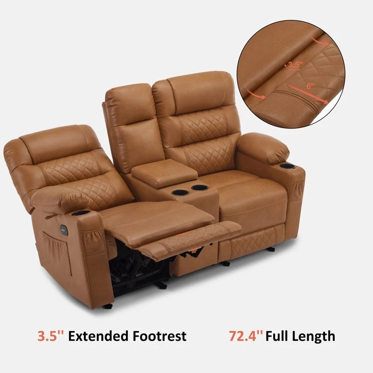 Fauteuil inclinable électrique biplace avec chauffage, vibration et ports USB
