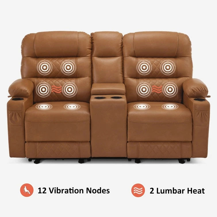 Fauteuil inclinable électrique biplace avec chauffage, vibration et ports USB