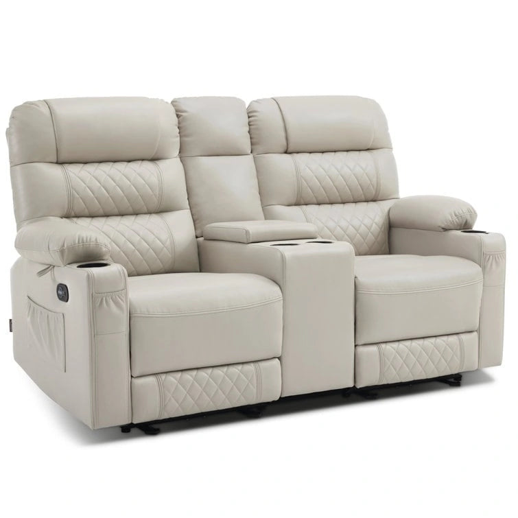 Fauteuil inclinable électrique biplace avec chauffage, vibration et ports USB