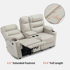 Fauteuil inclinable électrique biplace avec chauffage, vibration et ports USB