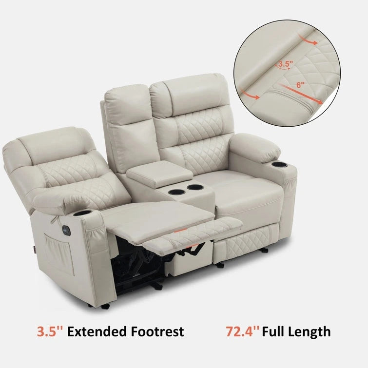 Fauteuil inclinable électrique biplace avec chauffage, vibration et ports USB