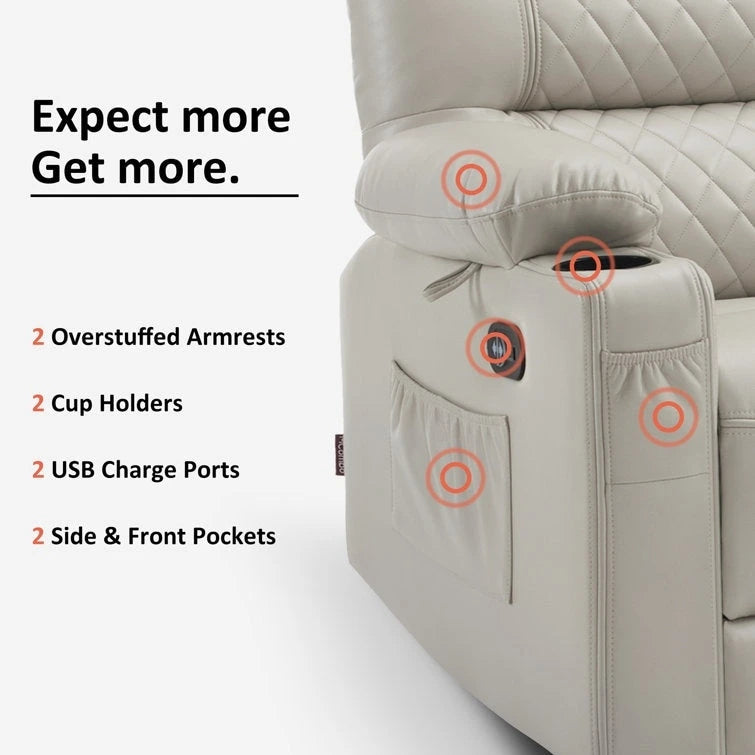 Fauteuil inclinable électrique biplace avec chauffage, vibration et ports USB