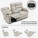 Fauteuil inclinable électrique biplace avec chauffage, vibration et ports USB