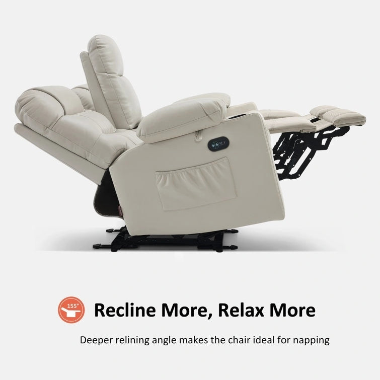 Fauteuil inclinable électrique biplace avec chauffage, vibration et ports USB