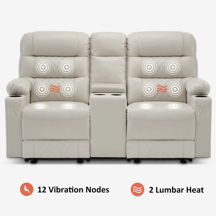Fauteuil inclinable électrique biplace avec chauffage, vibration et ports USB