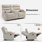 Fauteuil inclinable électrique biplace avec chauffage, vibration et ports USB