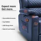 Fauteuil inclinable électrique biplace avec chauffage, vibration et ports USB