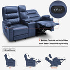 Fauteuil inclinable électrique biplace avec chauffage, vibration et ports USB