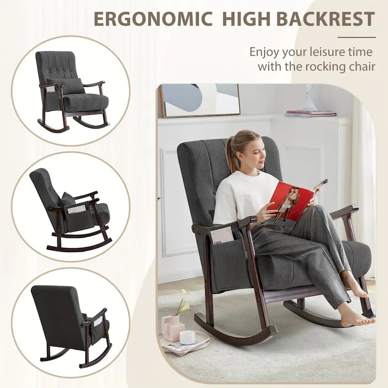 Fauteuil à bascule en bois massif