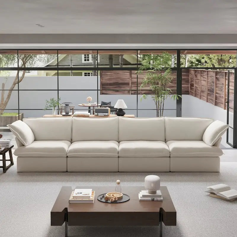 Canapé d'angle moderne et minimaliste avec rembourrage en duvet et housses de coussin amovibles