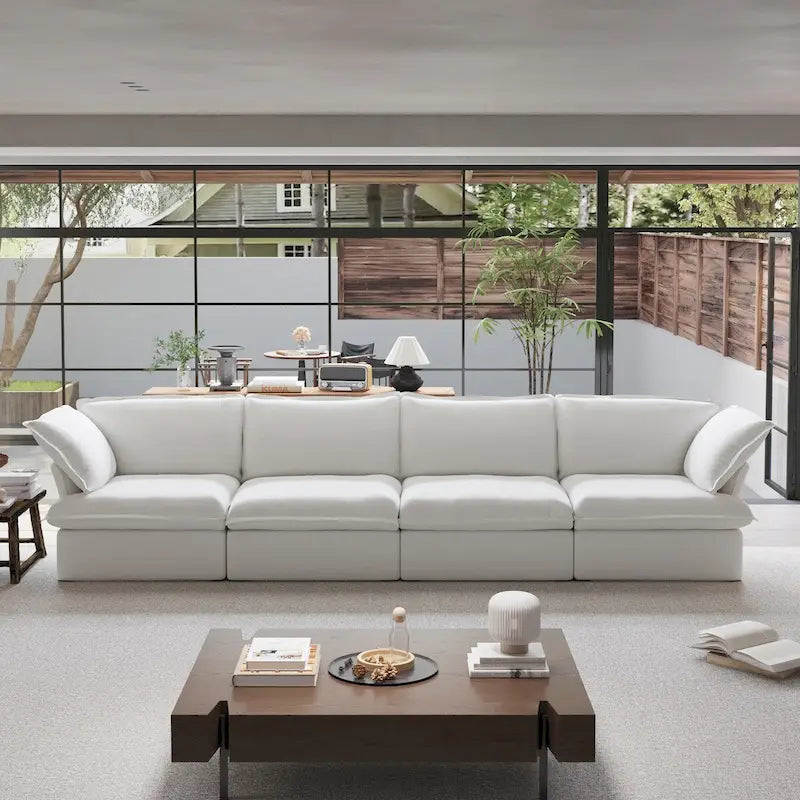 Canapé d'angle moderne et minimaliste avec rembourrage en duvet et housses de coussin amovibles