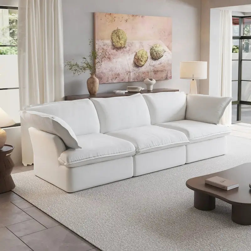 Canapé d'angle moderne et minimaliste avec rembourrage en duvet et housses de coussin amovibles