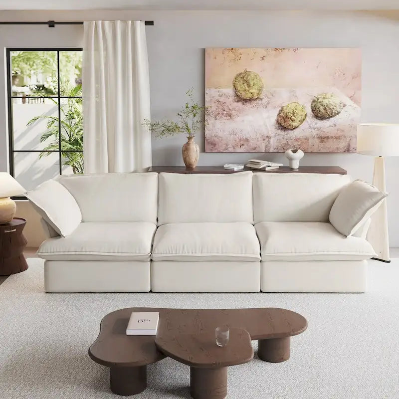Canapé d'angle moderne et minimaliste avec rembourrage en duvet et housses de coussin amovibles