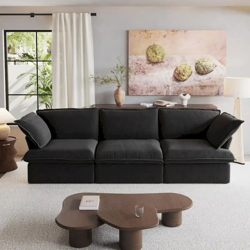 Canapé d'angle moderne et minimaliste avec rembourrage en duvet et housses de coussin amovibles