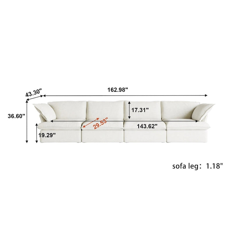 Canapé d'angle moderne et minimaliste avec rembourrage en duvet et housses de coussin amovibles