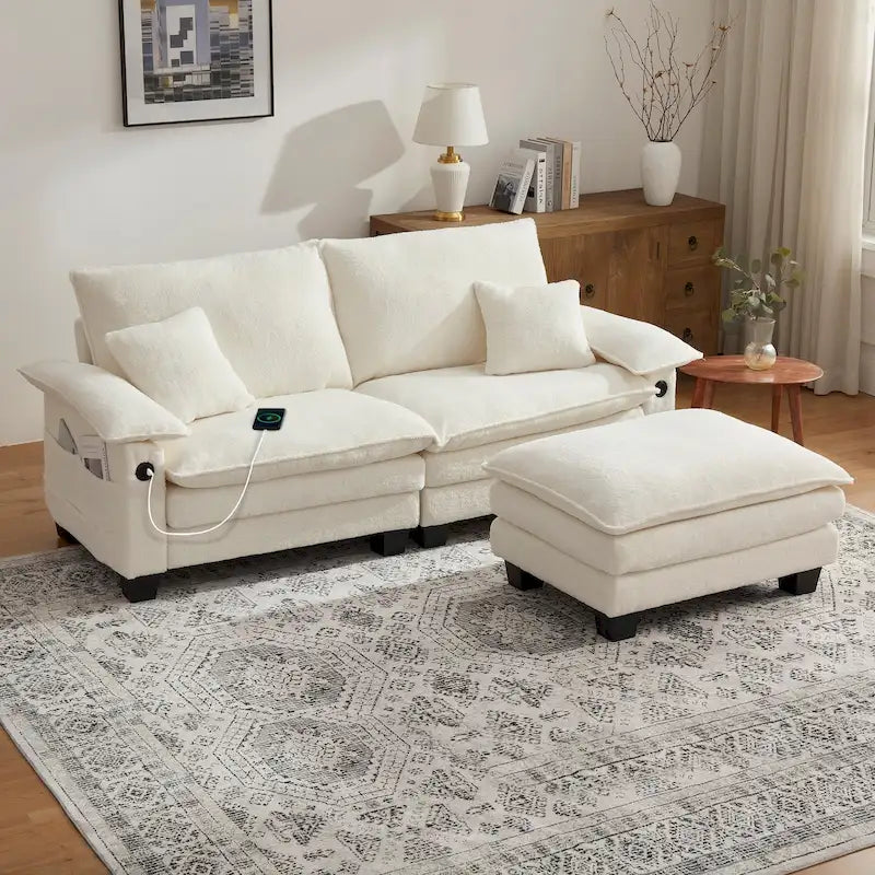 Canapé sectionnel modulaire avec pouf et lit profond