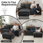 Canapé sectionnel modulaire avec pouf et lit profond