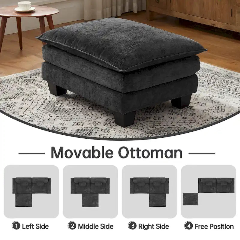 Canapé sectionnel modulaire avec pouf et lit profond