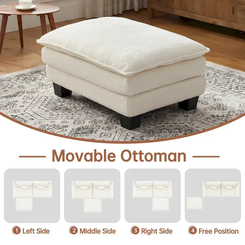 Canapé sectionnel modulaire avec pouf et lit profond