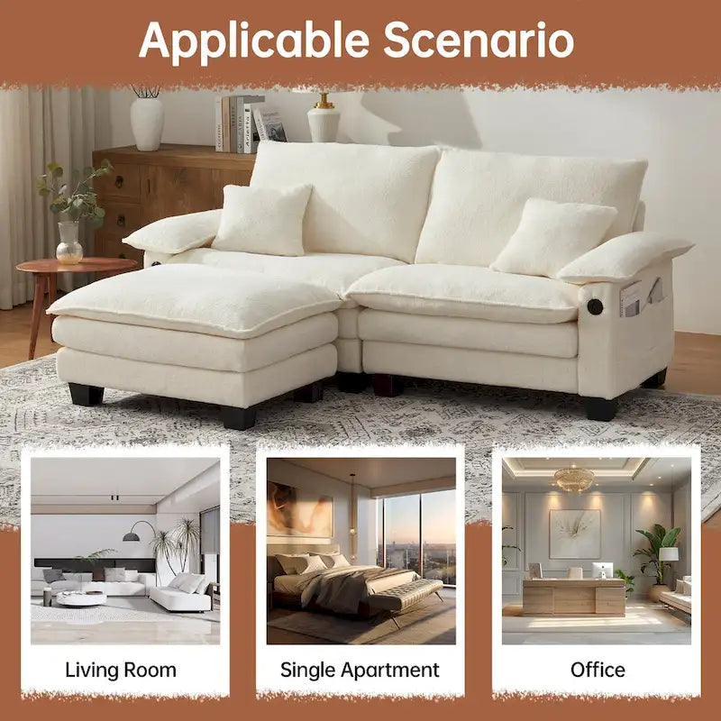 Canapé sectionnel modulaire avec pouf et lit profond
