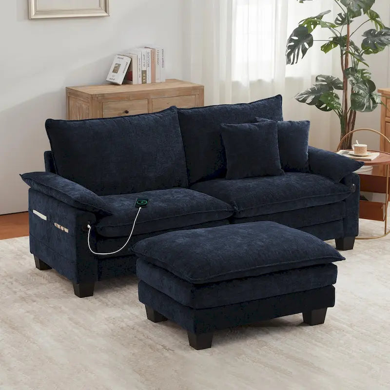 Canapé sectionnel modulaire avec pouf et lit profond