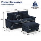 Canapé sectionnel modulaire avec pouf et lit profond