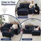 Canapé sectionnel modulaire avec pouf et lit profond