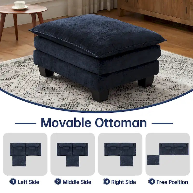 Canapé sectionnel modulaire avec pouf et lit profond