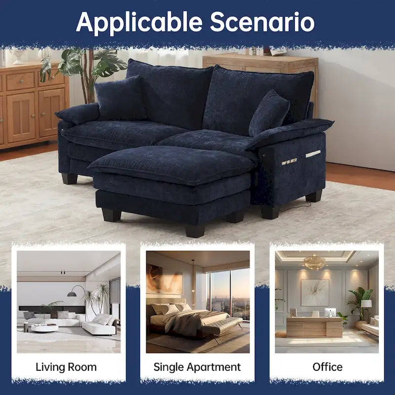 Canapé sectionnel modulaire avec pouf et lit profond