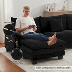Canapé sectionnel modulaire avec pouf et lit profond