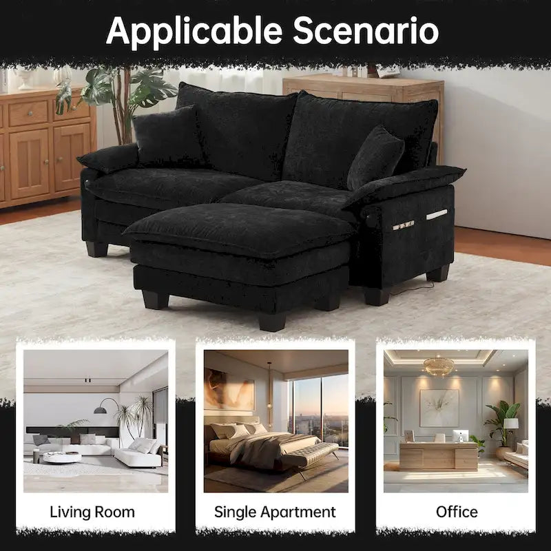 Canapé sectionnel modulaire avec pouf et lit profond