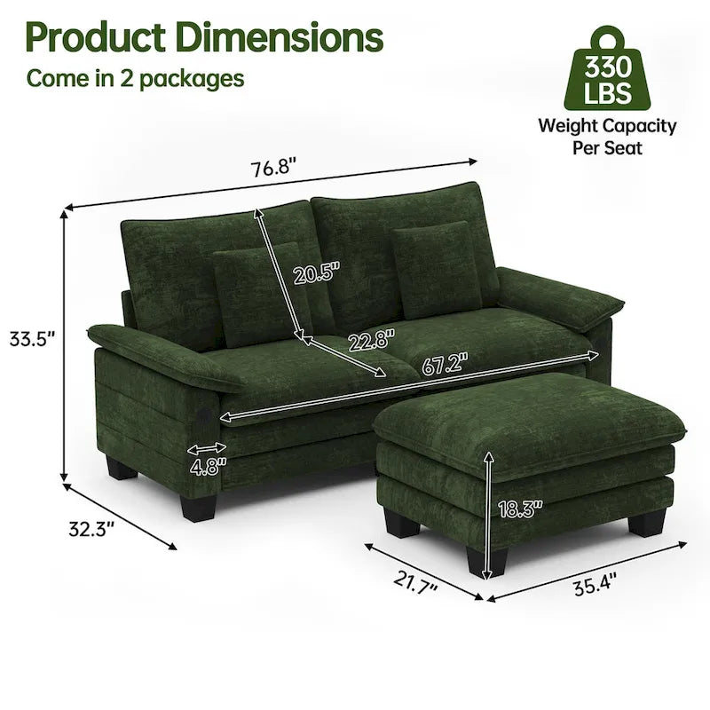 Canapé sectionnel modulaire avec pouf et lit profond