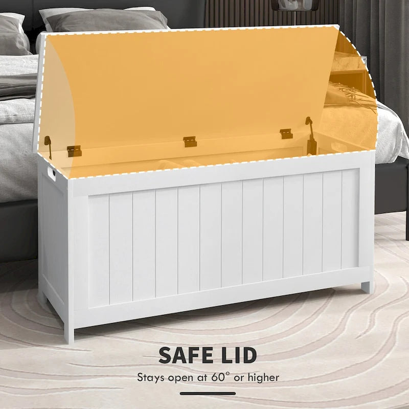 Coffre de rangement en bois avec charnières de sécurité
