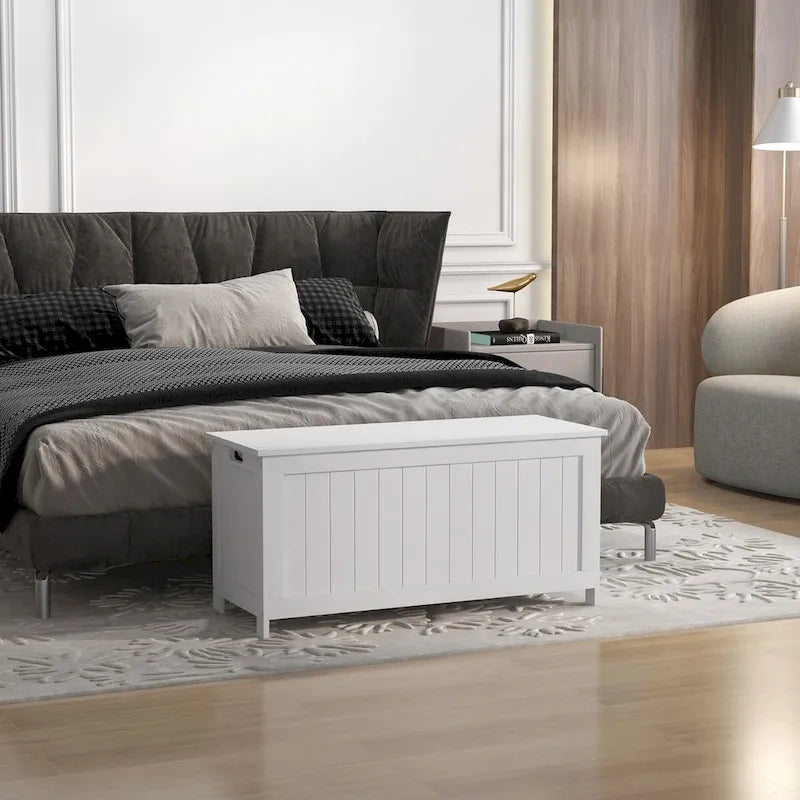 Coffre de rangement en bois avec charnières de sécurité
