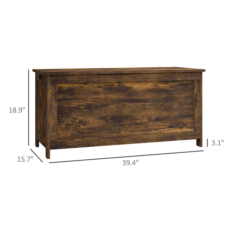 Coffre de rangement en bois avec charnières de sécurité