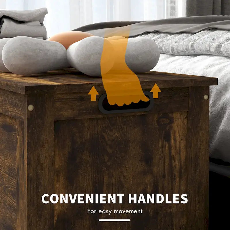 Coffre de rangement en bois avec charnières de sécurité