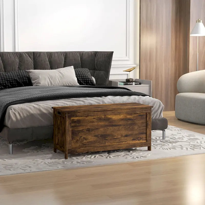 Coffre de rangement en bois avec charnières de sécurité