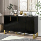 Buffet moderne à quatre portes, poignées métalliques et étagères réglables