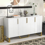 Buffet moderne à quatre portes, poignées métalliques et étagères réglables