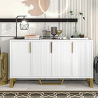 Buffet moderne à quatre portes, poignées métalliques et étagères réglables