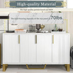 Buffet moderne à quatre portes, poignées métalliques et étagères réglables
