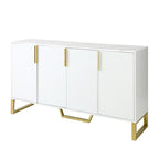 Buffet moderne à quatre portes, poignées métalliques et étagères réglables