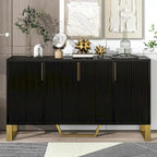 Buffet moderne à quatre portes, poignées métalliques et étagères réglables