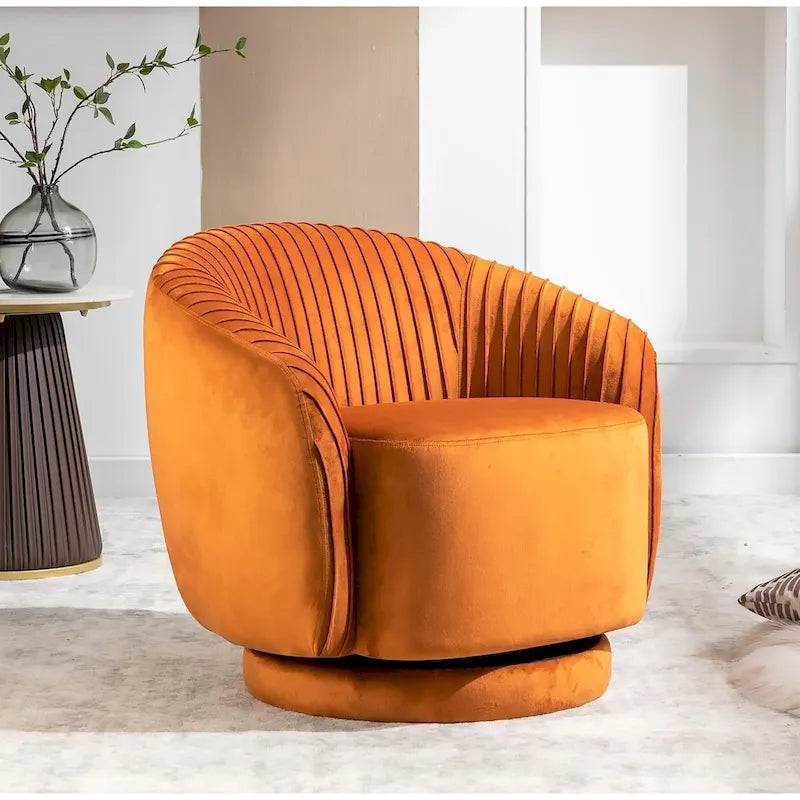 Fauteuil d'appoint pivotant moderne avec revêtement en velours moelleux