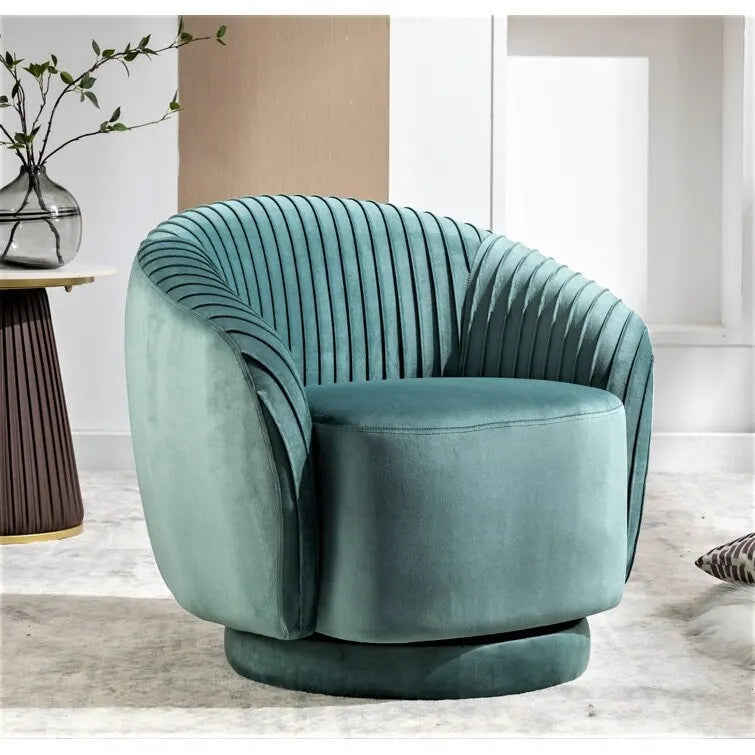 Fauteuil d'appoint pivotant moderne avec revêtement en velours moelleux