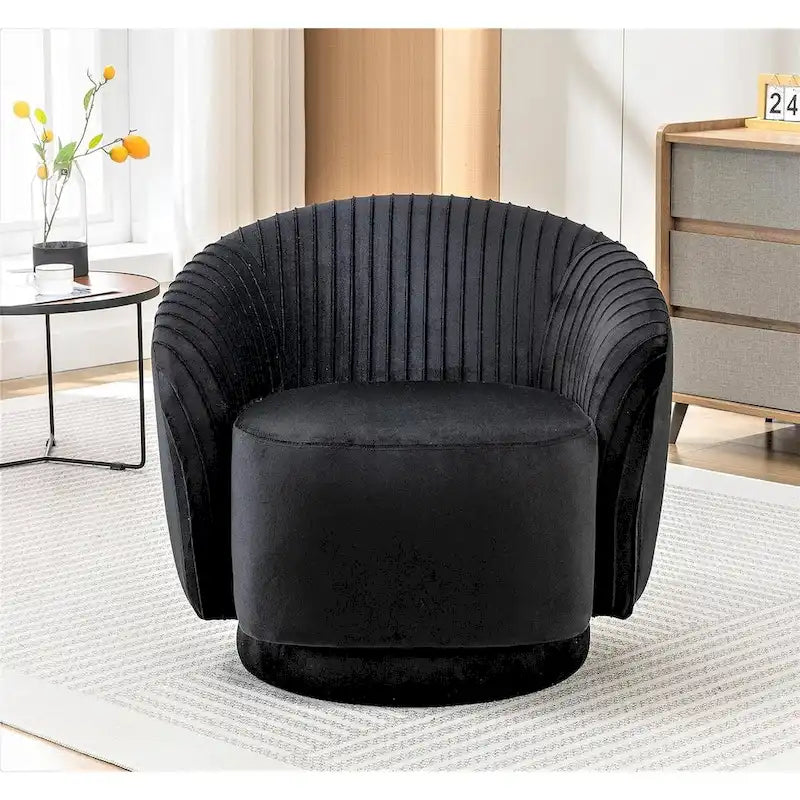 Fauteuil d'appoint pivotant moderne avec revêtement en velours moelleux