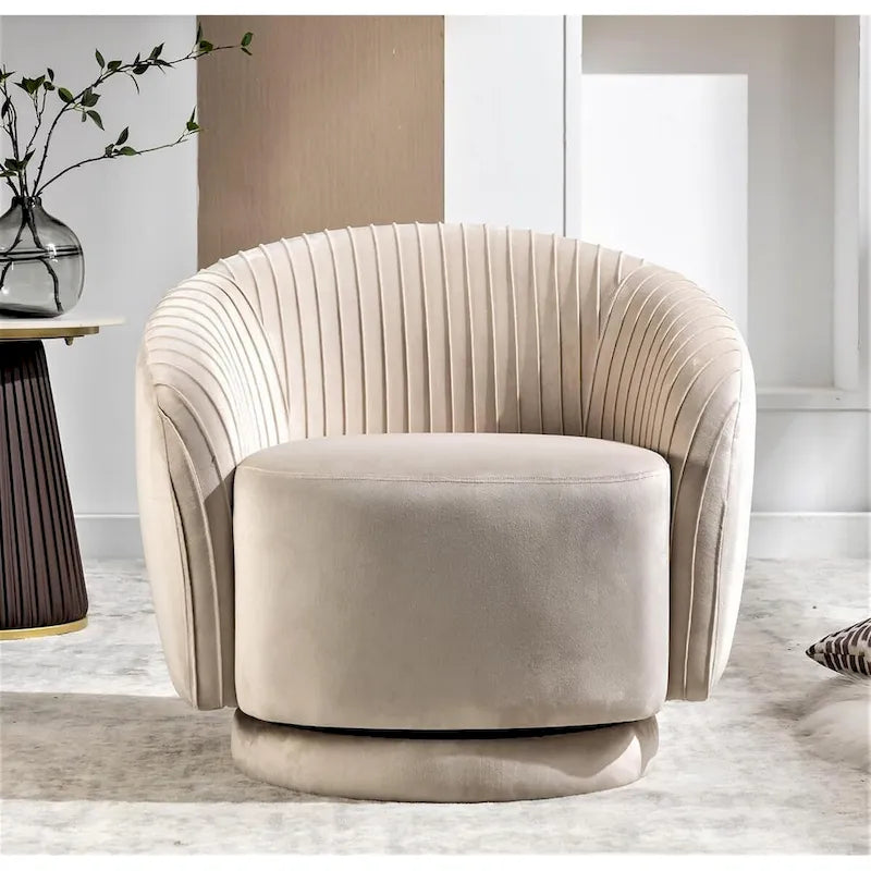 Fauteuil d'appoint pivotant moderne avec revêtement en velours moelleux