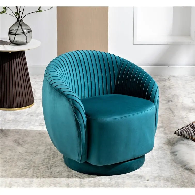 Fauteuil d'appoint pivotant moderne avec revêtement en velours moelleux